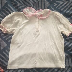 Vintage Made In U.S.A. OshKosh B'gosh White Blouse with Pink Accents Acc